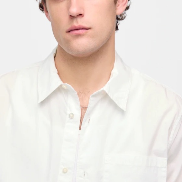 MADEWELL Men White Straight-Hem Cotton Button-Up Shirt Size Medium - Picture 4 of 5